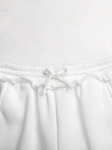 SHEIN Tween Girl Casual Everyday Versatile Comfortable Mid-Waist Embroidered Pattern Sweatpants - White - View 4