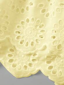 SHEIN MOD Women's Sweet Fashion Lace Multi-Layer Hem Elegant Blouse - Light Yellow - View 7
