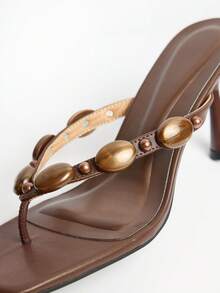 MUSERA Perspex Asymmetric Wedged Sandals Spring Summer Holiday Ibizia Festival Tropic Vacation Desiree - Coffee Brown - View 2