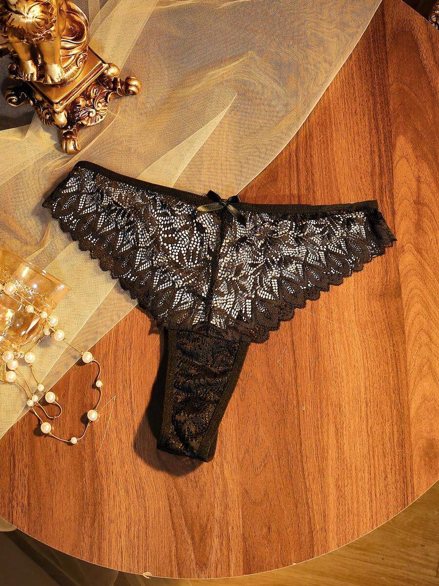 Divavoom 1pc Women's Lace Thong - Black - View 1