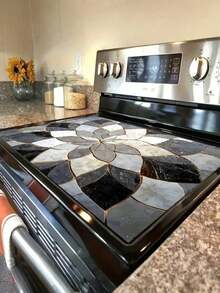 1PC/Decorative Stove Top Cover Mat With Floral Pattern, Heat Resistant Kitchen Counter Protector & Cutting Board, Durable Non-Slip Gas Range Cover For Home Kitchen Organization - Multicolor - View 4