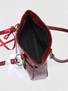 ROMWE Women's Vintage Gothic Cross Chain Detail Fashion Niche Design, Steampunk, Cool Street, Music Festival, Rock Style Bag, School, Fancy Party Halloween - dark red - View 4