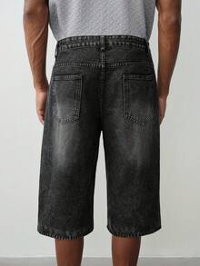 MENRIVO Herren Loose Lässig vielseitige Weite Bein Jeans Shorts Streetwear Shorts - Grau - Übersicht 3
