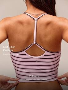 GLOWMODE FeatherFit™ T-Neck Racerback Tank Top Light Support Low Impact Yoga Pilates Studio Spring Summer - Pink - View 2