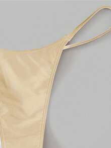 Swim Basics Women's Solid Color Triangle Bikini Bottom, Suitable For Summer Vacation And Beach - Apricot - View 4