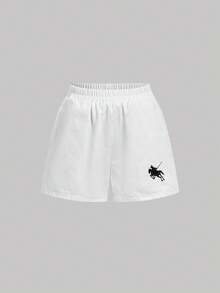Elamini Women's White Denim Shorts, Casual Embroidered Loose Fit Shorts, Versatile White Denim Shorts For Summer Vacation, School Season, Daily Wear And Travel - White - View 5