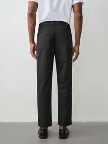 MENRIVO Men Solid Color Patch Pocket Straight Loose Casual Pants, Fall - Black - View 5