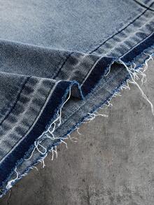 AXEPEAK Celana Pendek Denim Pria dengan Cetakan Huruf, Saku, Kancing, Kasual, Serbaguna, untuk Perjalanan Sehari-hari - Biru - View 6