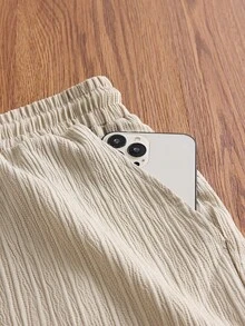 NORVETH Men's Drawstring Waist Pocket Casual Versatile Daily Travel Shorts - Apricot - View 6