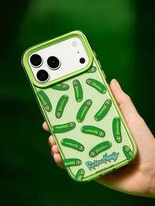 Rick and Morty X SHEIN 卡通圖案綠色邊框手機殼，防摔保護 iPhone13-17 手機殼 - 彩色 - 查看 3