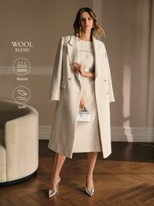 MOTF PREMIUM TWEED DOUBLE BREASTED COAT - White - View 1