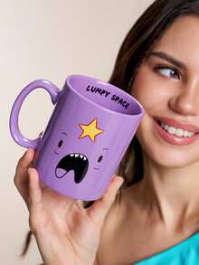 ADVENTURE TIME X SHEIN 1 buah Mug Keramik Bergambar Kartun 10,14oz/300ml, Cocok untuk Air, Susu, Jus, Kopi, Teh, BMO, JAKE, FINN, LUMPY SPACE, ADVENTURE TIME - Purple - View 5
