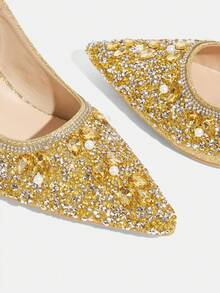 CUCCOO TILAWA Women's Crystal And Glass Rhinestone Pointed Rose Gold High-Heeled Shoes, Suitable For Going Out, Banquets, Parties And Other Activities - Rose Gold - View 6