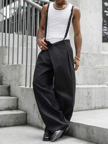Major Grit Men's Fashion Commuter Solid Color Overalls - Black - View 3