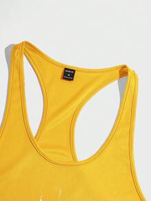 Manfinity BRENVOR Women's Letter Print Colorblock Casual Knit Tank Top - Yellow - View 4