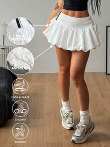 Coolane Jupe mini bulle blanche mignonne et confortable pour femme, tenue de sport streetwear d'été pour sortir, jupe de tennis - Blanc - Voir 1