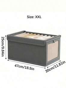 Large Storage Basket, Durable Fabric Wardrobe Storage Box With Transparent Window, Foldable With Lid, Suitable For Home Storage, Household Essentials Organization, Folding Storage Box, Clothes Storage Box, Storage Container - Grey - View 11
