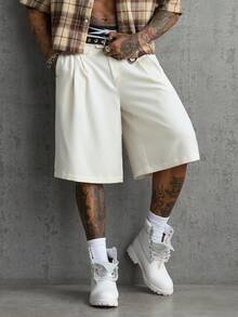 AXEPEAK Men's Solid Color Casual Streetwear Versatile Daily Wear Vacation Shorts White - Beige - View 6