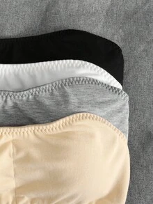 SHEIN Tween女孩兒童款簡約休閒加厚親膚舒適抹胸內衣學生背心 4件組 卡其色 白色 黑色 灰色 四季款 - 彩色 - 查看 5