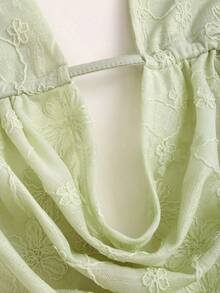 Sweetra Women's Embroidered Ruffle Neck Halter Top And Skirt Fashion 2 Pieces Set - Green - View 7