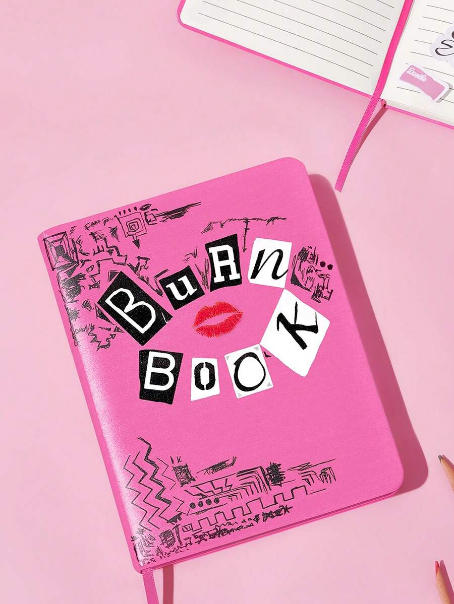Mean Girls | SHEIN 100 Pages Pu Soft Leather Thickened Notepad, Pink Notebook - 1 Set - View 1