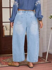 EMERY ROSE Plus Size Women's All-Season Non-Stretch American Street Style Casual Denim Jeans - Light Wash - View 2