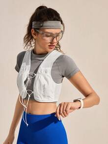 Exploreva Áo vest ngắn ngoài trời có dây rút điều chỉnh được - trắng - Xem 8