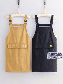 1PC Adjustable Cross-Back Kitchen Apron With Large Pocket, Water-Resistant Cotton Apron For Cooking Baking Gardening, Stylish Solid Color Apron For Women Men, Anti-Oil Apron For Home & Work - Multicolor - View 1