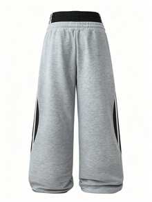 Manfinity Roghcode Men's Drawstring Waist Colorblock Casual Versatile Daily Wear Sweatpants - Grey - View 2