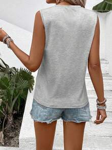SHEIN Women's Round Neck Colorblock Casual Versatile Daily Wear Top - Multicolor - View 2