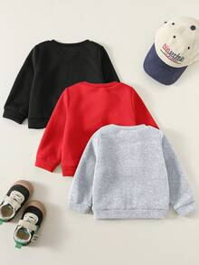 SHEIN 男嬰秋冬服飾套裝，衛衣，3件/套，保暖內裡加厚 - 彩色 - 查看 2