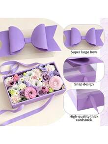 1pc Bowknot Gift Box Set, Durable Plastic & Paper Gift Box With Ribbon Handle, For Gift Wrapping, Floral Packaging, Wedding, Birthday, Valentine's Day, Christmas, New Year, Holiday Party Gift Packaging Supplies - multicolor - View 9
