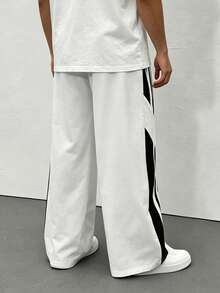 Sport MetroGents Men's Contrast Color Striped Sports Pants, Gym - White - View 2
