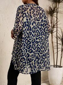 EMERY ROSE Chaqueta informal de talla grande con estampado de leopardo - Multicolor - Ver 2