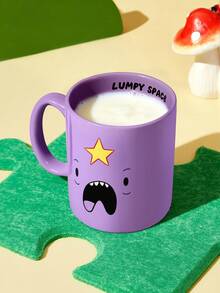ADVENTURE TIME X SHEIN 1 buah Mug Keramik Bergambar Kartun 10,14oz/300ml, Cocok untuk Air, Susu, Jus, Kopi, Teh, BMO, JAKE, FINN, LUMPY SPACE, ADVENTURE TIME - Purple - View 2