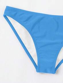 Swim Basics Women's Summer Beach Solid Color Casual Bikini Bottoms - Breezy Blue - View 4