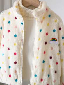 Emery Rose Kids Emery Rose Kids 女童波點圖案長袖前開拉鍊抓絨冬季外套 - 白色 - 查看 9