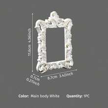 Cirelle 1 pieza, marco de cuadro decorativo tallado estilo europeo blanco y dorado, Body de marco de material de resina pintado a mano, artículo de exhibición en miniatura para mesa interior, accesorios DIY hechos a mano, múltiples formas disponibles para selección, mejora el estilo general del espacio, adecuado para decoración de escenas en bodas, celebraciones de festivales, etc., artículos de decoración en miniatura para casas pequeñas, accesorios para fotografía de belleza, arte de uñas, joyería, etc., decoración de empaque de regalo - 1PC - Ver 24