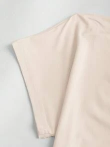 Sweetra 女款新款時尚百搭純色單肩收腰上衣＋長褲兩件套 - 杏色 - 查看 8