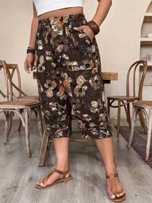 Weeklong Pantalones cortos de lino sintético casual talla grande - Marrón - Ver 5