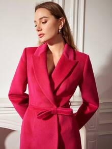 MOTF PREMIUM Abrigo con cinturón con lazo mezcla de lana - Rosa Fucsia - Ver 9
