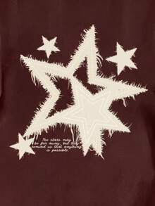 Manfinity Joysei Men's Brown And Apricot Color Block Star & Slogan Print T-Shirt - Brown - View 2