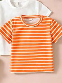 SHEIN Young Boy Summer Casual Versatile Short Sleeve T-Shirt - Multicolor - View 5