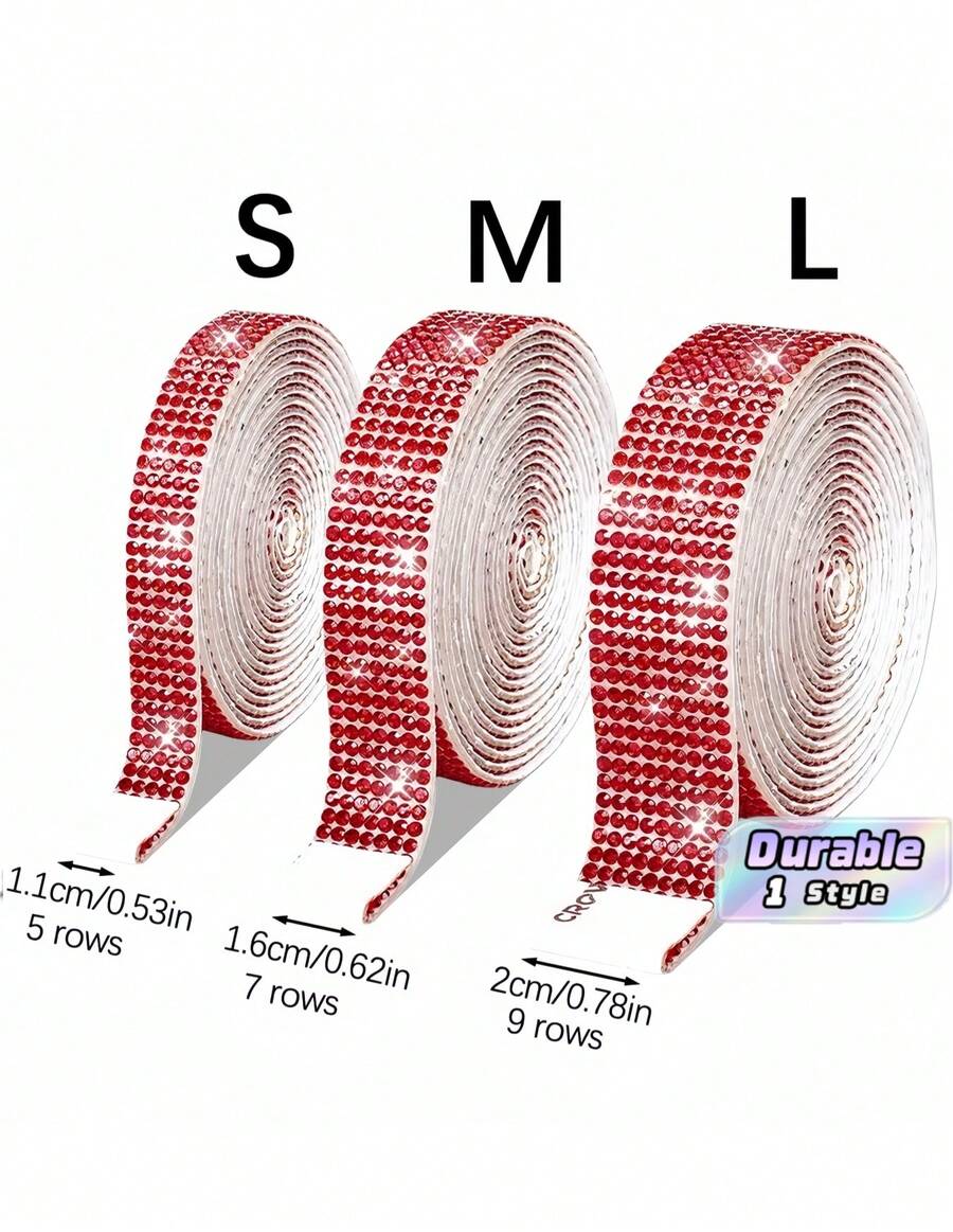 1/3 Roll Self-Adhesive Rhinestone Sticker For DIY Decoration, Glitter Ribbon Sticker With Drill Crafts, Home Decoration/Gift Decoration - multicolor - View 1