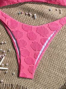 Bonvoyette Setelan Baju Renang Wanita Kasual Modis 2 Potong Motif Cangkang Ungu Musim Semi/Panas dari Kain Jacquard Rajut - Hot Pink - View 11