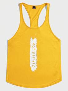 Manfinity BRENVOR Women's Letter Print Colorblock Casual Knit Tank Top - Yellow - View 1