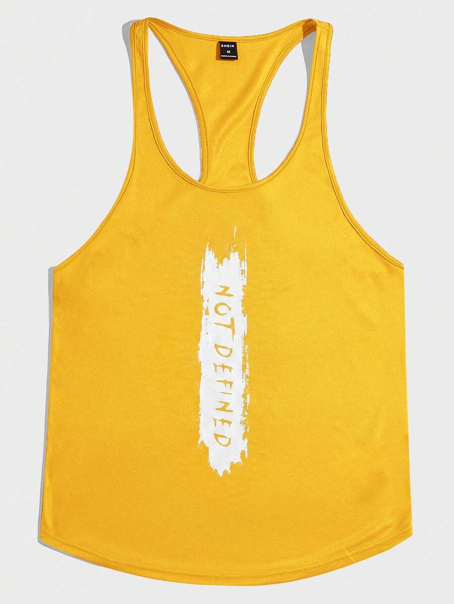 Manfinity BRENVOR Women's Letter Print Colorblock Casual Knit Tank Top - Yellow - View 1