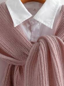 GlowEve Women's Solid Color Shawl Top And Skirt Casual Daily Knit 2 Pieces Set - Pink - View 6