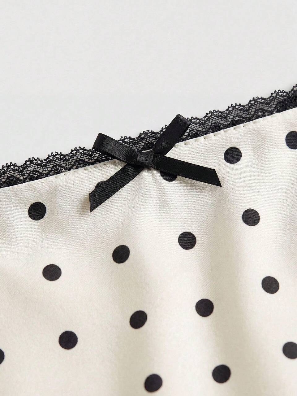White And Black Polka Dot Satin Midi Skirt With Lace Trim Detail Summer Holiday French Style Evening Elegant Going Out Flowy Skirt
