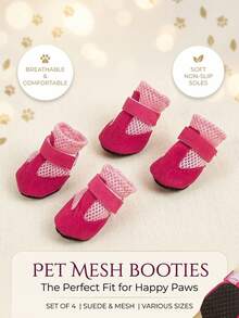 PETSIN Summer Pet Dog Casual Shoes, Mesh Breathable Soft Sole Comfort Indoor Shoes For Teddy Bichon - Hot Pink - View 6